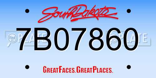 7B07860 South Dakota License Plate