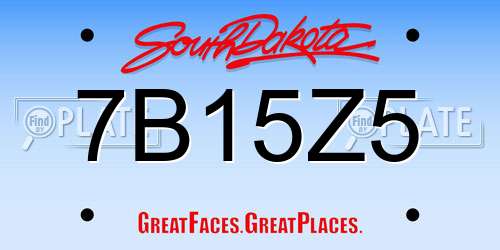 7B15Z5 South Dakota License Plate