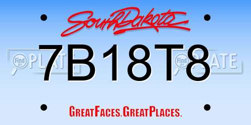 7B18T8 South Dakota License Plate