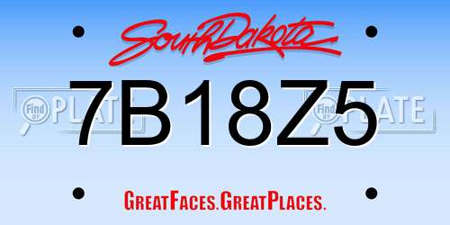 7B18Z5 South Dakota License Plate