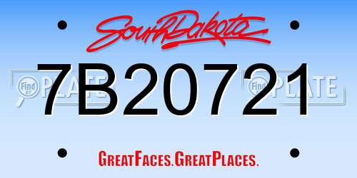 7B20721 South Dakota License Plate