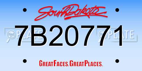 7B20771 South Dakota License Plate