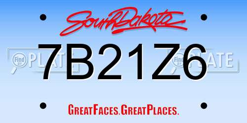 7B21Z6 South Dakota License Plate