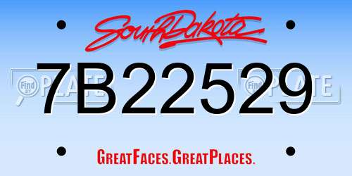 7B22529 South Dakota License Plate
