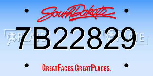 7B22829 South Dakota License Plate