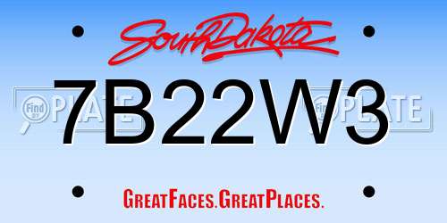 7B22W3 South Dakota License Plate