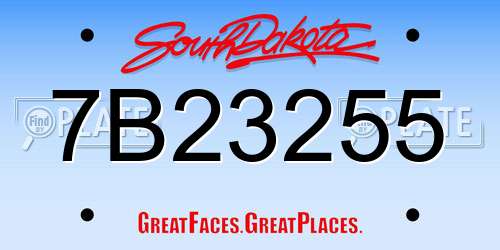 7B23255 South Dakota License Plate