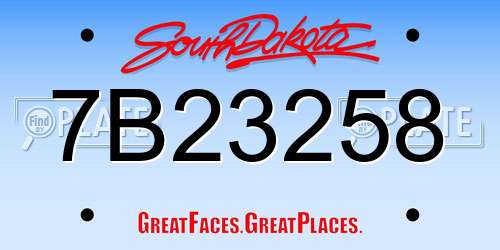 7B23258 South Dakota License Plate