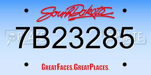 7B23285 South Dakota License Plate