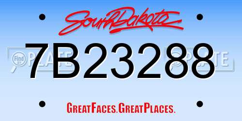 7B23288 South Dakota License Plate