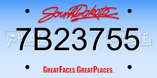 7B23755 South Dakota License Plate