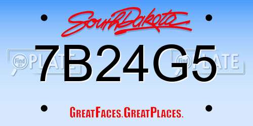 7B24G5 South Dakota License Plate