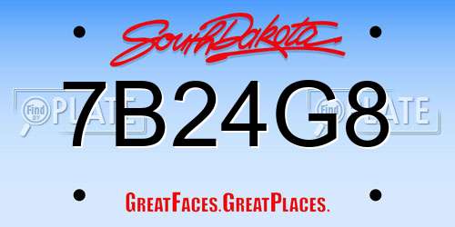 7B24G8 South Dakota License Plate