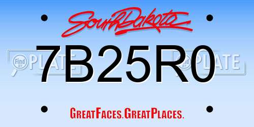 7B25R0 South Dakota License Plate