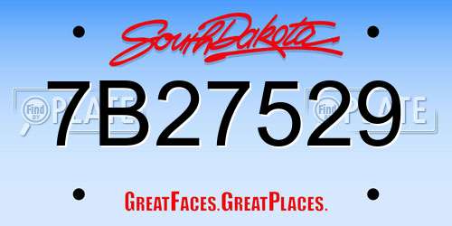 7B27529 South Dakota License Plate