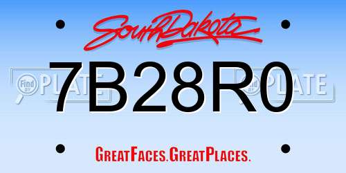7B28R0 South Dakota License Plate