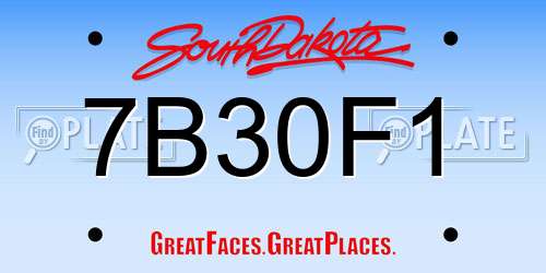 7B30F1 South Dakota License Plate