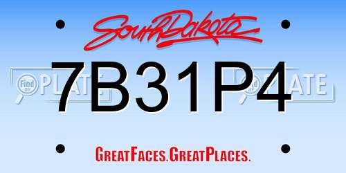 7B31P4 South Dakota License Plate