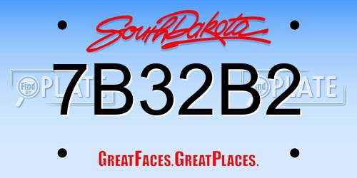 7B32B2 South Dakota License Plate