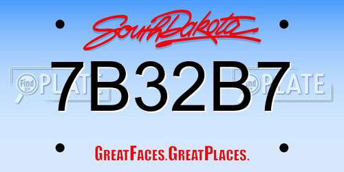 7B32B7 South Dakota License Plate