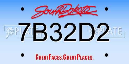 7B32D2 South Dakota License Plate