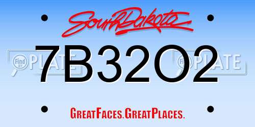 7B32O2 South Dakota License Plate