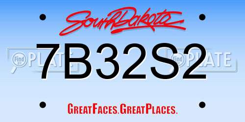 7B32S2 South Dakota License Plate