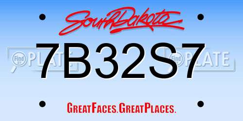 7B32S7 South Dakota License Plate