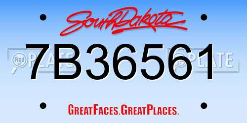 7B36561 South Dakota License Plate