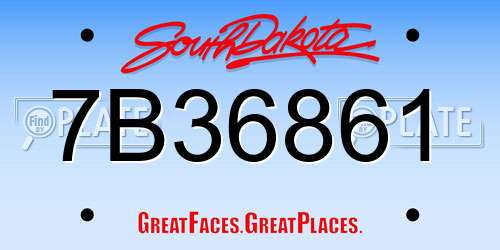 7B36861 South Dakota License Plate