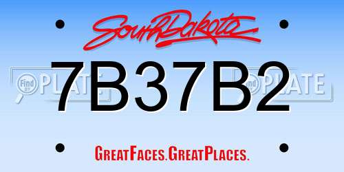 7B37B2 South Dakota License Plate