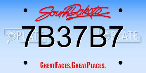 7B37B7 South Dakota License Plate