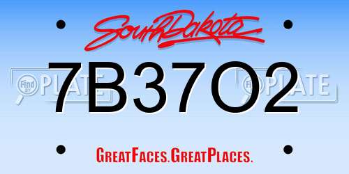 7B37O2 South Dakota License Plate