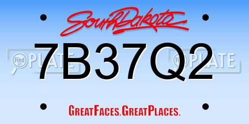 7B37Q2 South Dakota License Plate