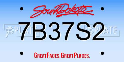 7B37S2 South Dakota License Plate