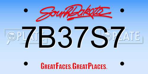 7B37S7 South Dakota License Plate