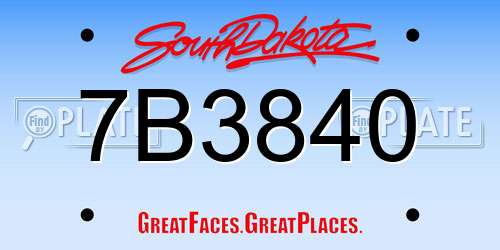 7B3840 South Dakota License Plate