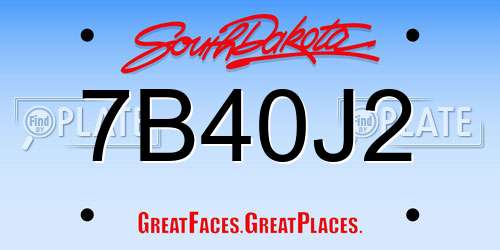 7B40J2 South Dakota License Plate