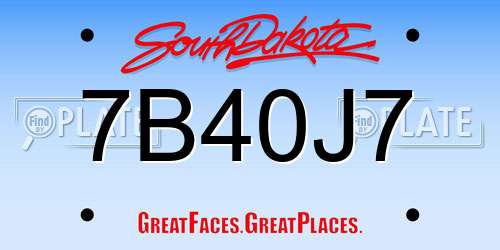 7B40J7 South Dakota License Plate