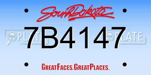7B4147 South Dakota License Plate