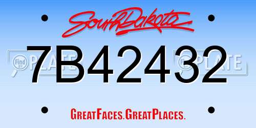 7B42432 South Dakota License Plate