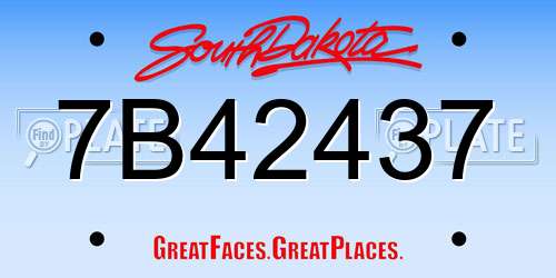 7B42437 South Dakota License Plate