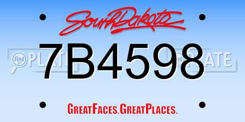 7B4598 South Dakota License Plate