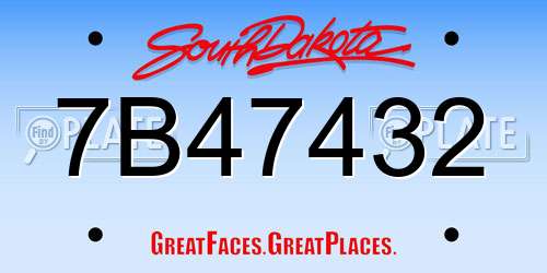 7B47432 South Dakota License Plate