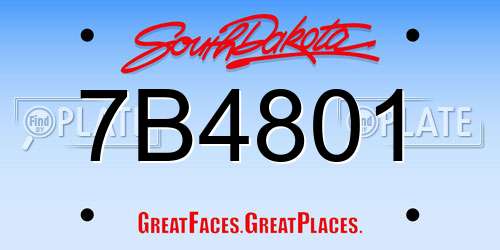 7B4801 South Dakota License Plate