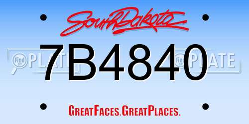 7B4840 South Dakota License Plate