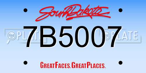 7B5007 South Dakota License Plate