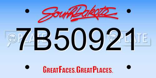 7B50921 South Dakota License Plate