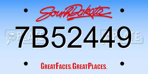 7B52449 South Dakota License Plate
