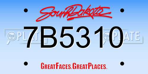 7B5310 South Dakota License Plate